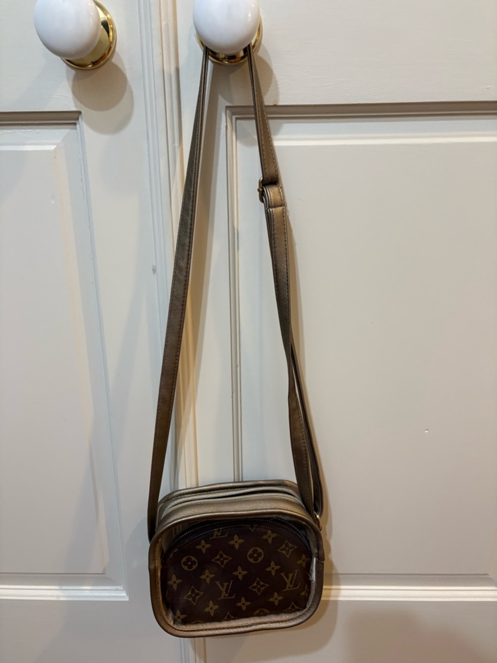 Clear Crossbody Bag with designer-inspired interior cosmetic bag